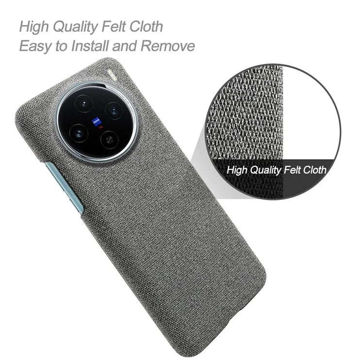 For vivo X100 5G Phone Case Cloth Texture Anti-slip Cover Solid Color