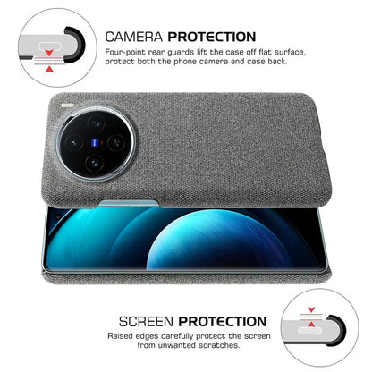 For vivo X100 5G Phone Case Cloth Texture Anti-slip Cover Solid Color