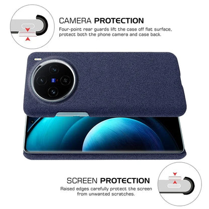 For vivo X100 5G Phone Case Cloth Texture Anti-slip Cover Solid Color