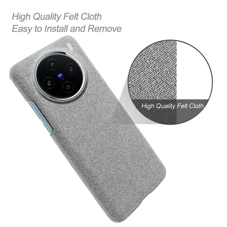 For vivo X100 5G Phone Case Cloth Texture Anti-slip Cover Solid Color