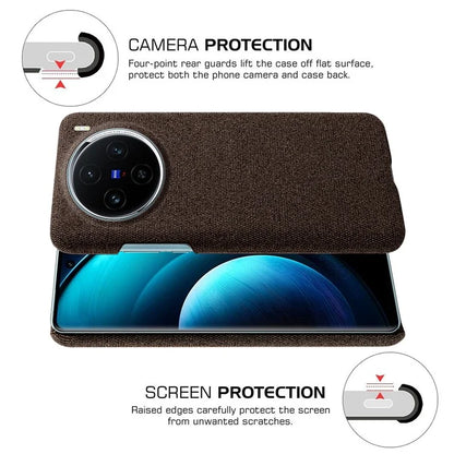 For vivo X100 5G Phone Case Cloth Texture Anti-slip Cover Solid Color