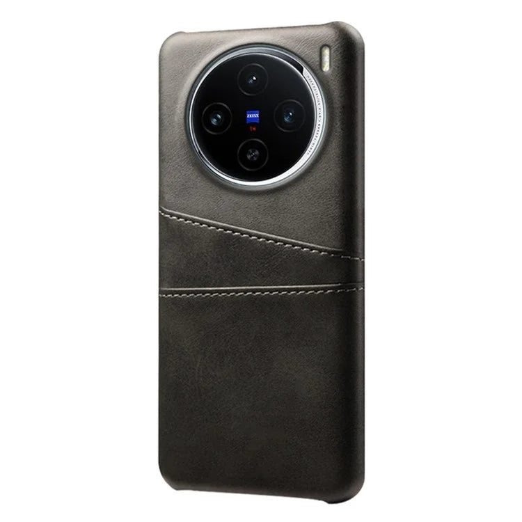 For vivo X100 5G Phone Case Leather Coated PC Cover with Dual Card Holder