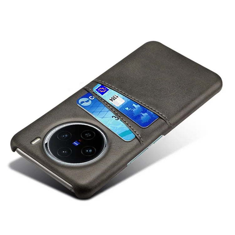 For vivo X100 5G Phone Case Leather Coated PC Cover with Dual Card Holder