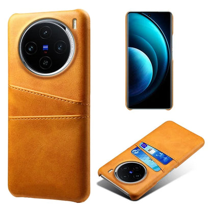 For vivo X100 5G Phone Case Leather Coated PC Cover with Dual Card Holder