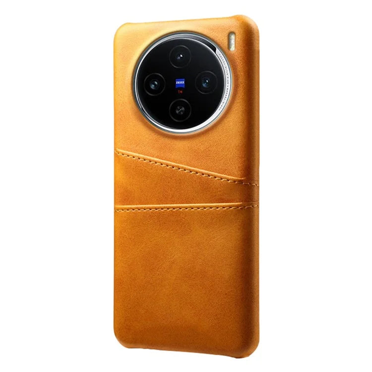For vivo X100 5G Phone Case Leather Coated PC Cover with Dual Card Holder