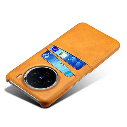 For vivo X100 5G Phone Case Leather Coated PC Cover with Dual Card Holder