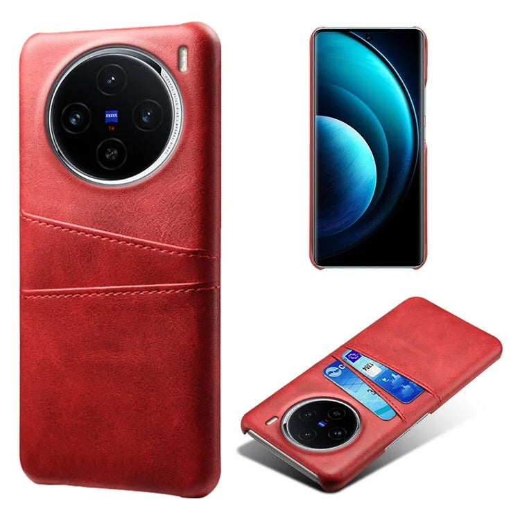 For vivo X100 5G Phone Case Leather Coated PC Cover with Dual Card Holder