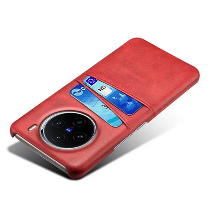 For vivo X100 5G Phone Case Leather Coated PC Cover with Dual Card Holder