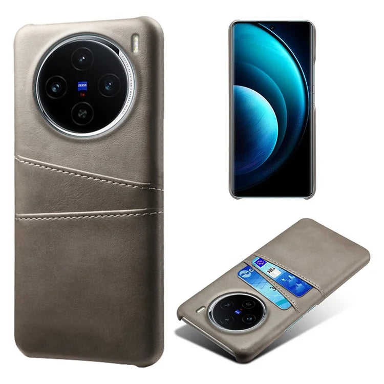 For vivo X100 5G Phone Case Leather Coated PC Cover with Dual Card Holder