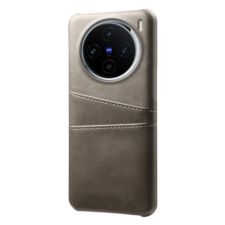 For vivo X100 5G Phone Case Leather Coated PC Cover with Dual Card Holder