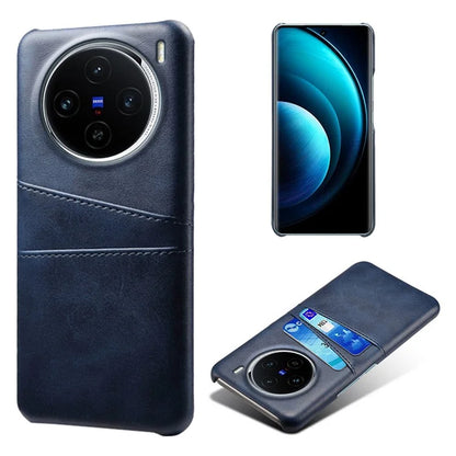 For vivo X100 5G Phone Case Leather Coated PC Cover with Dual Card Holder