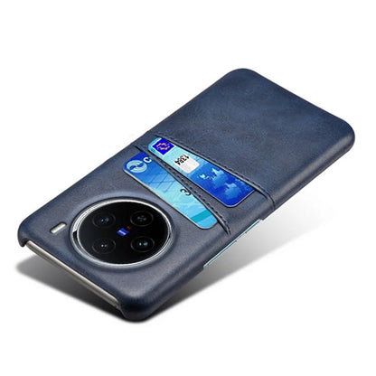 For vivo X100 5G Phone Case Leather Coated PC Cover with Dual Card Holder