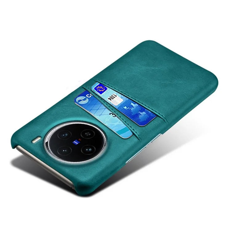 For vivo X100 5G Phone Case Leather Coated PC Cover with Dual Card Holder