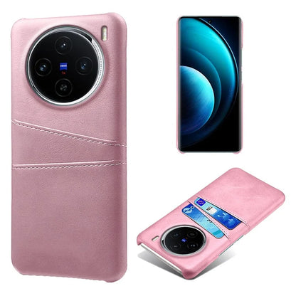 For vivo X100 5G Phone Case Leather Coated PC Cover with Dual Card Holder