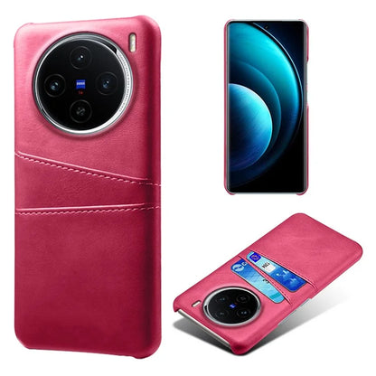 For vivo X100 5G Phone Case Leather Coated PC Cover with Dual Card Holder
