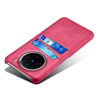 For vivo X100 5G Phone Case Leather Coated PC Cover with Dual Card Holder
