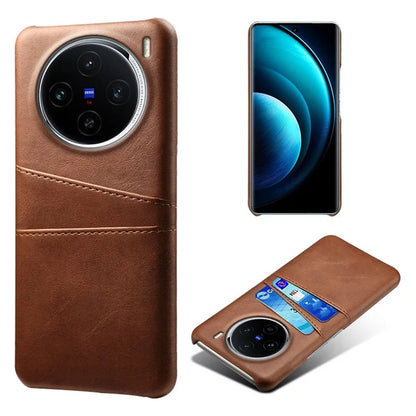 For vivo X100 5G Phone Case Leather Coated PC Cover with Dual Card Holder