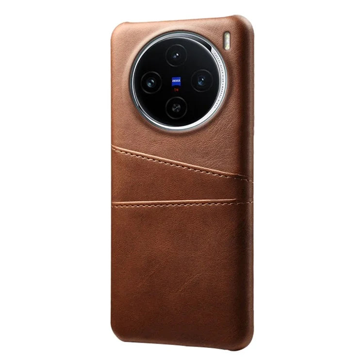 For vivo X100 5G Phone Case Leather Coated PC Cover with Dual Card Holder
