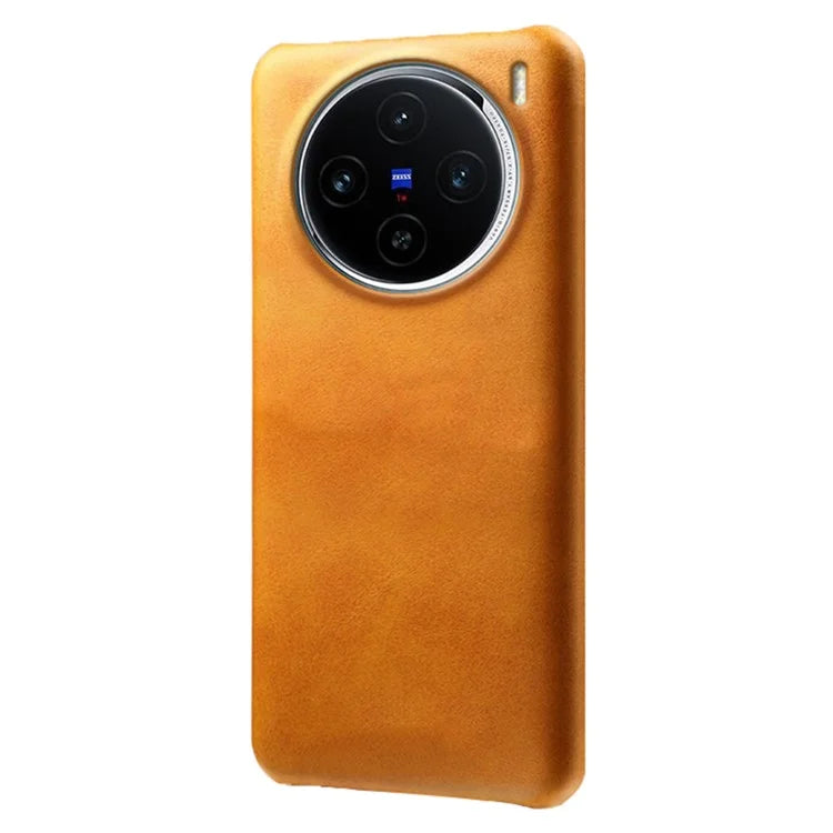 For vivo X100 5G Phone Case PU Leather Coated PC Back Cover Calf Texture