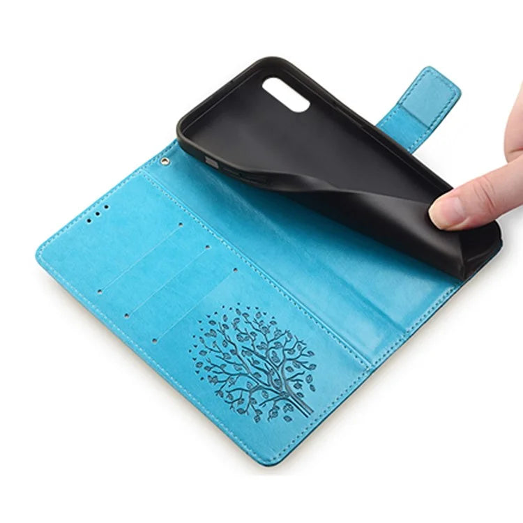 For Samsung Galaxy A02 Cell Phone Case Imprinted Deer Tree Pattern Wallet Cover