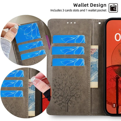 For Samsung Galaxy A02 Cell Phone Case Imprinted Deer Tree Pattern Wallet Cover