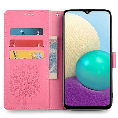 For Samsung Galaxy A02 Cell Phone Case Imprinted Deer Tree Pattern Wallet Cover
