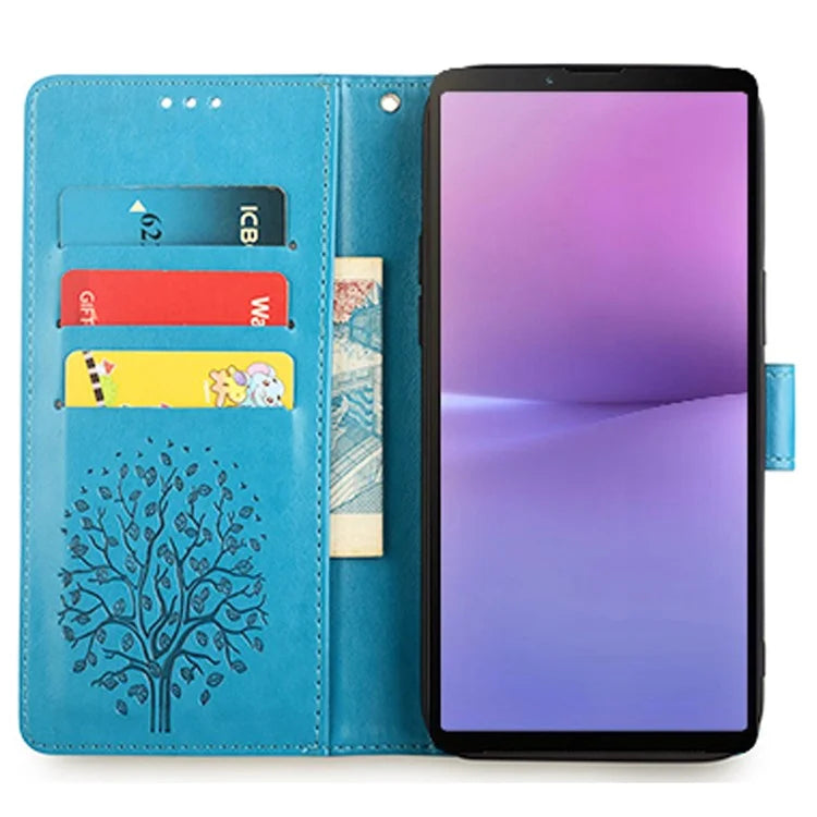 For Sony Xperia 10 V Magnetic Case Leather Imprinted Deer Tree Pattern Cover