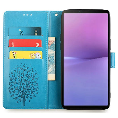 For Sony Xperia 10 V Magnetic Case Leather Imprinted Deer Tree Pattern Cover