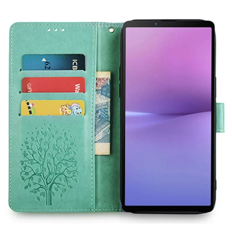 For Sony Xperia 10 V Magnetic Case Leather Imprinted Deer Tree Pattern Cover