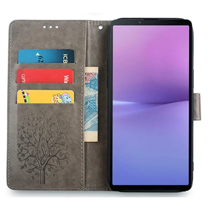 For Sony Xperia 10 V Magnetic Case Leather Imprinted Deer Tree Pattern Cover