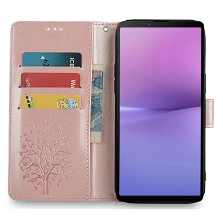 For Sony Xperia 10 V Magnetic Case Leather Imprinted Deer Tree Pattern Cover