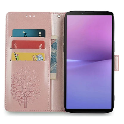 For Sony Xperia 10 V Magnetic Case Leather Imprinted Deer Tree Pattern Cover