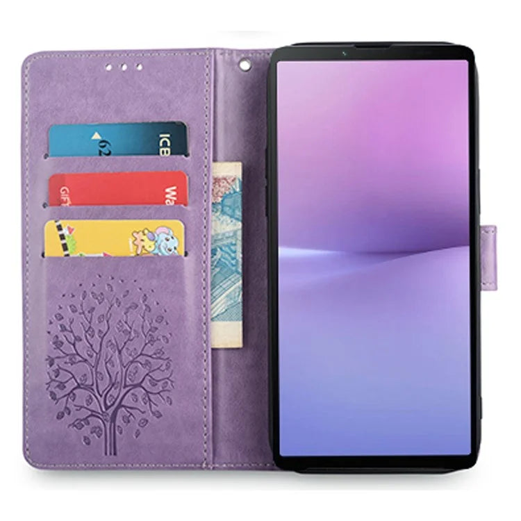 For Sony Xperia 10 V Magnetic Case Leather Imprinted Deer Tree Pattern Cover