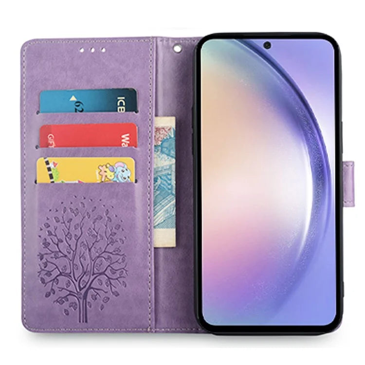 For Samsung Galaxy A54 5G Leather Case Magnetic Imprinted Deer Tree Pattern Phone Cover