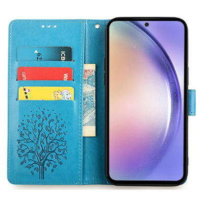 For Samsung Galaxy A54 5G Leather Case Magnetic Imprinted Deer Tree Pattern Phone Cover