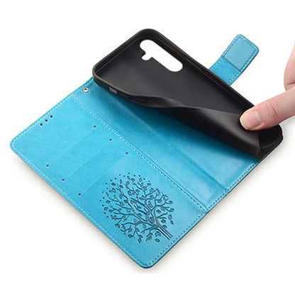For Samsung Galaxy A54 5G Leather Case Magnetic Imprinted Deer Tree Pattern Phone Cover