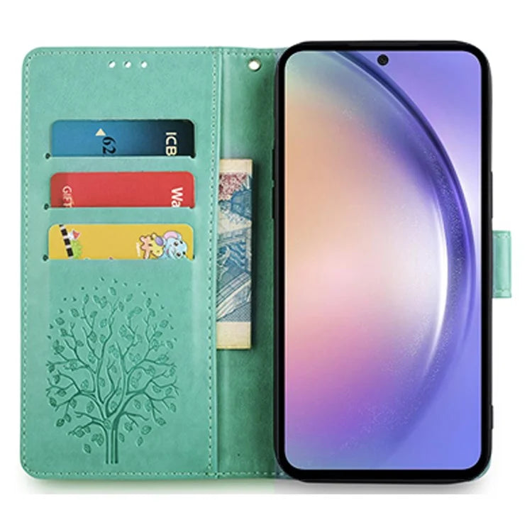 For Samsung Galaxy A54 5G Leather Case Magnetic Imprinted Deer Tree Pattern Phone Cover