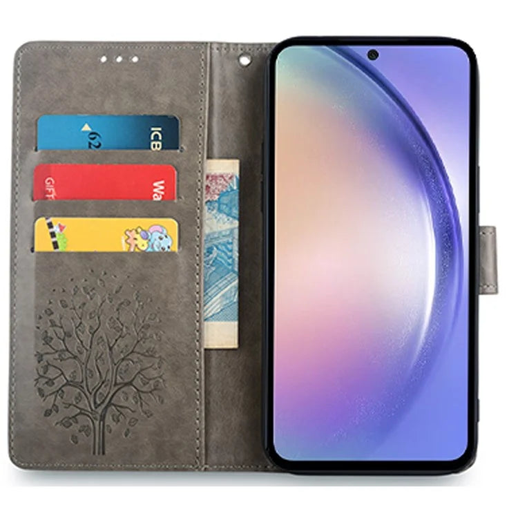 For Samsung Galaxy A54 5G Leather Case Magnetic Imprinted Deer Tree Pattern Phone Cover