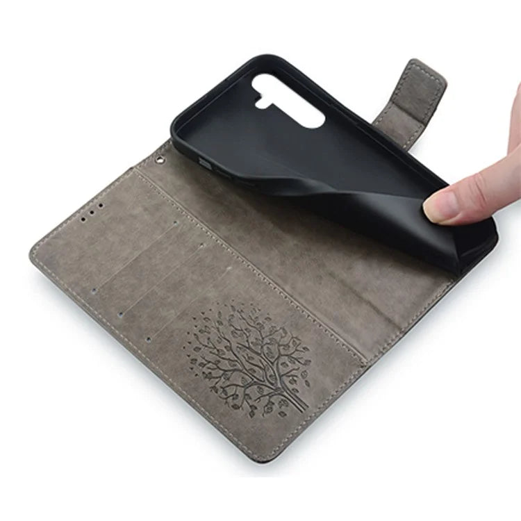 For Samsung Galaxy A54 5G Leather Case Magnetic Imprinted Deer Tree Pattern Phone Cover