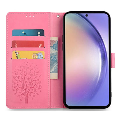 For Samsung Galaxy A54 5G Leather Case Magnetic Imprinted Deer Tree Pattern Phone Cover