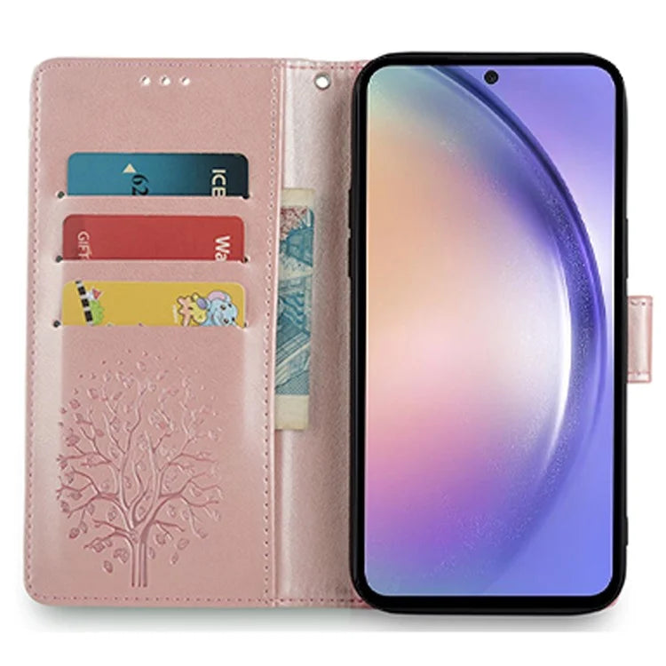 For Samsung Galaxy A54 5G Leather Case Magnetic Imprinted Deer Tree Pattern Phone Cover