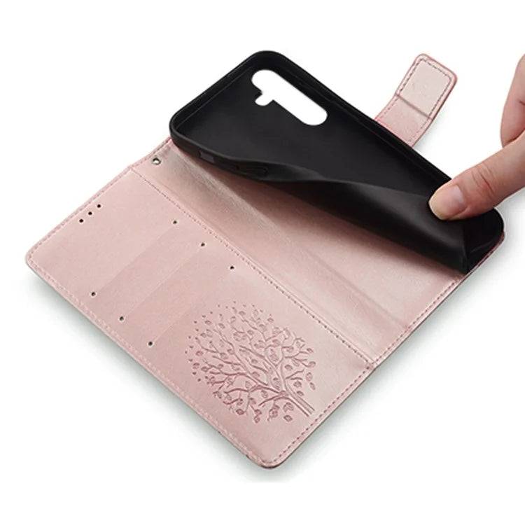 For Samsung Galaxy A54 5G Leather Case Magnetic Imprinted Deer Tree Pattern Phone Cover
