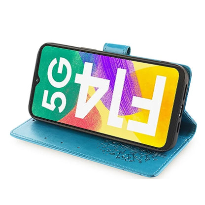 For Samsung Galaxy F14 5G Case Imprinted Deer Tree Pattern Protective Cover with Wrist Strap