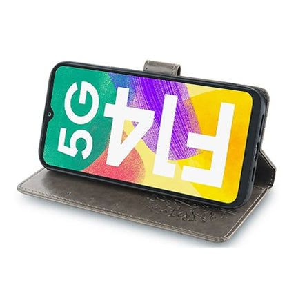 For Samsung Galaxy F14 5G Case Imprinted Deer Tree Pattern Protective Cover with Wrist Strap