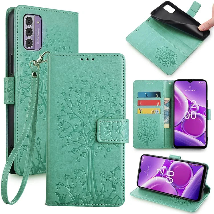 For Nokia G42 Case Scratch-proof Imprinted Deer Tree Pattern Stand Phone Protector