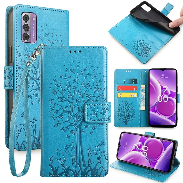 For Nokia G42 Case Scratch-proof Imprinted Deer Tree Pattern Stand Phone Protector