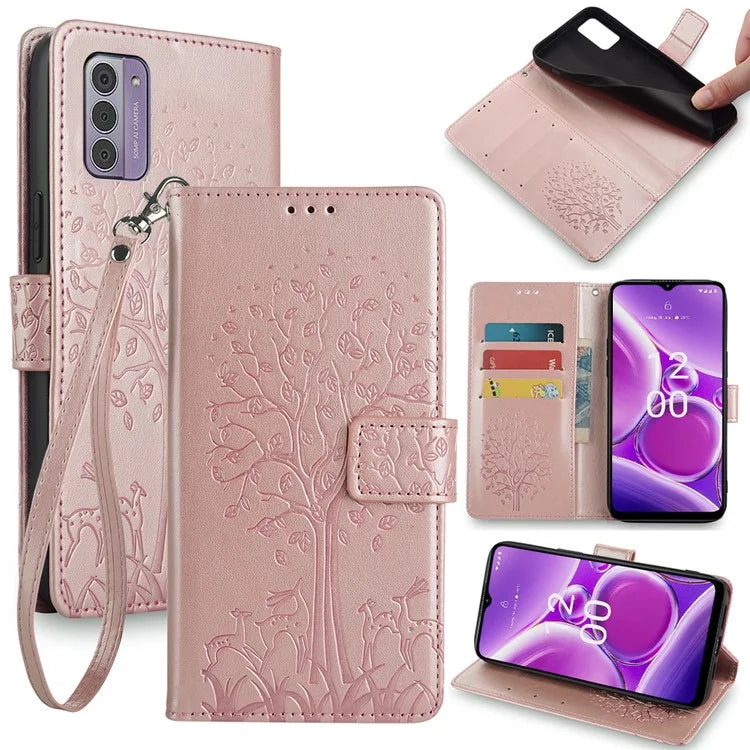 For Nokia G42 Case Scratch-proof Imprinted Deer Tree Pattern Stand Phone Protector