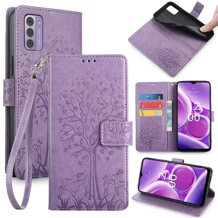 For Nokia G42 Case Scratch-proof Imprinted Deer Tree Pattern Stand Phone Protector