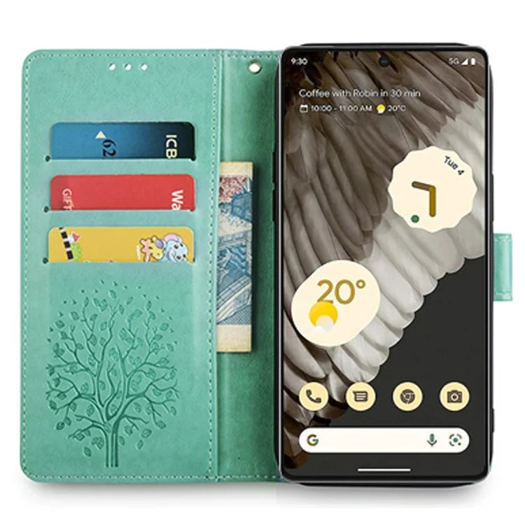 For Google Pixel 7 Pro 5G Wallet Cover PU Leather+TPU Phone Case with Deer Tree Pattern