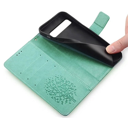 For Google Pixel 7 Pro 5G Wallet Cover PU Leather+TPU Phone Case with Deer Tree Pattern